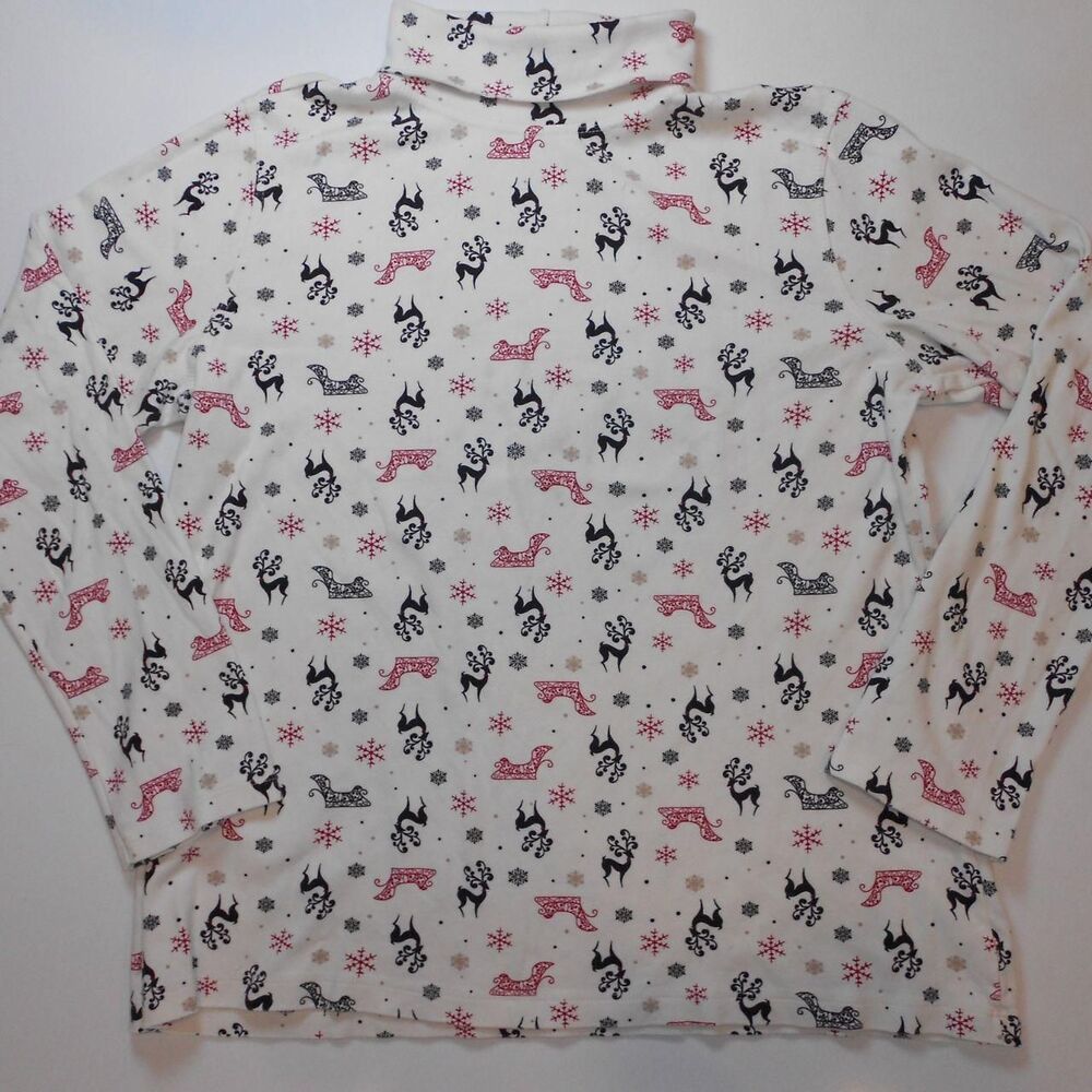 100% Cotton Turtleneck Top White Stag Size XL